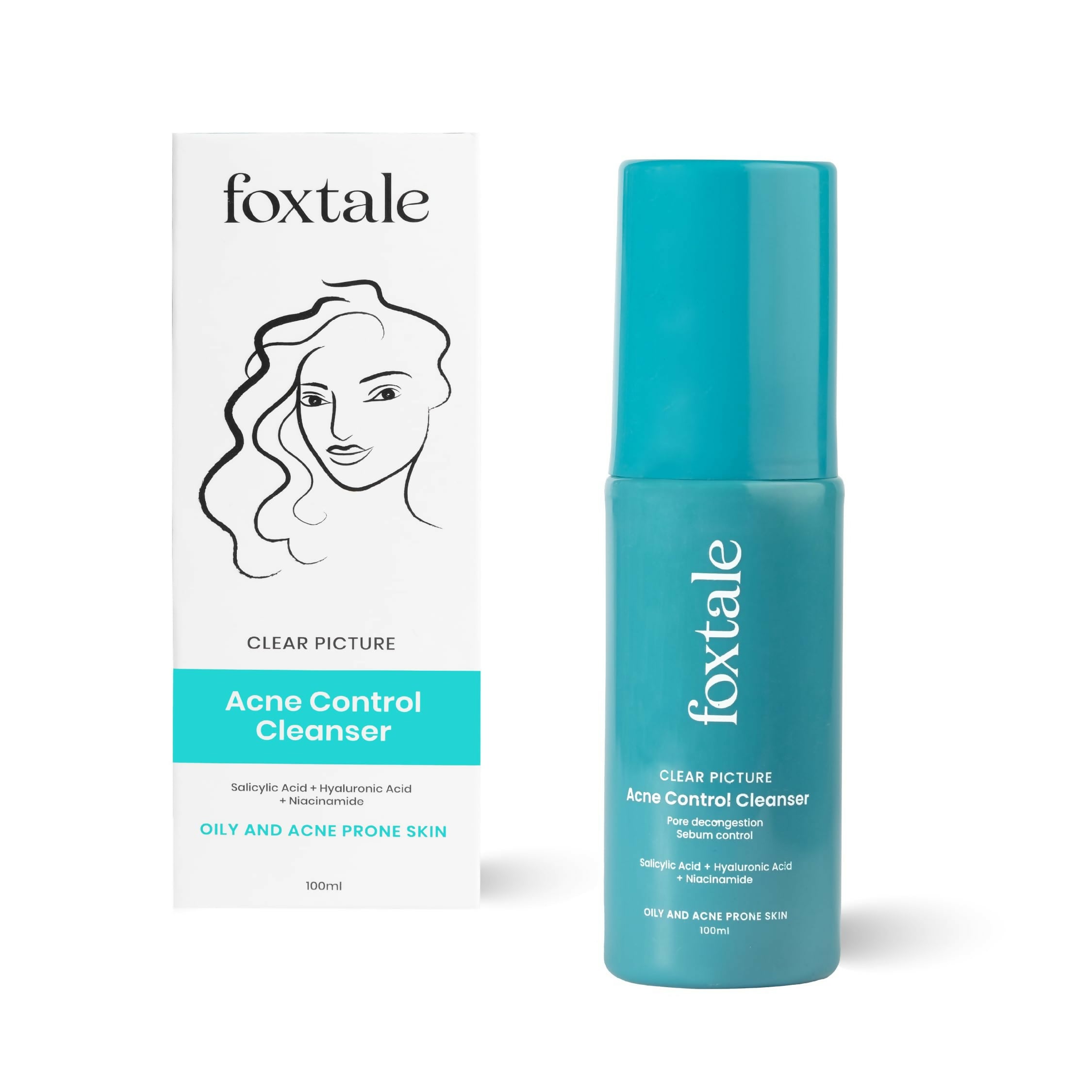 Foxtale 2% Salicylic Acid Acne Control Cleanser For Oily And Acne Prone Skin - Reduces Pimples and Breakouts - Distacart