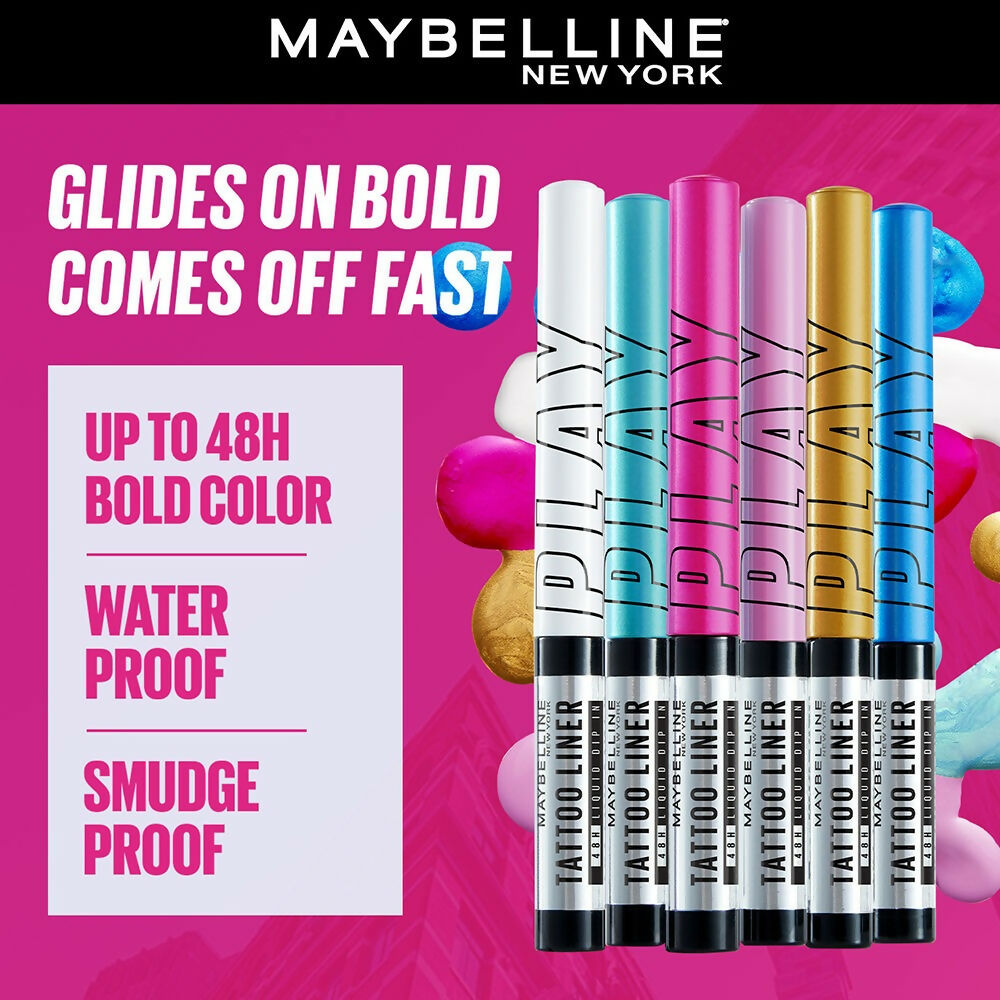 Maybelline New York Tattoo Play Colored Liquid Eyeliner - Punch (Pink) - Distacart