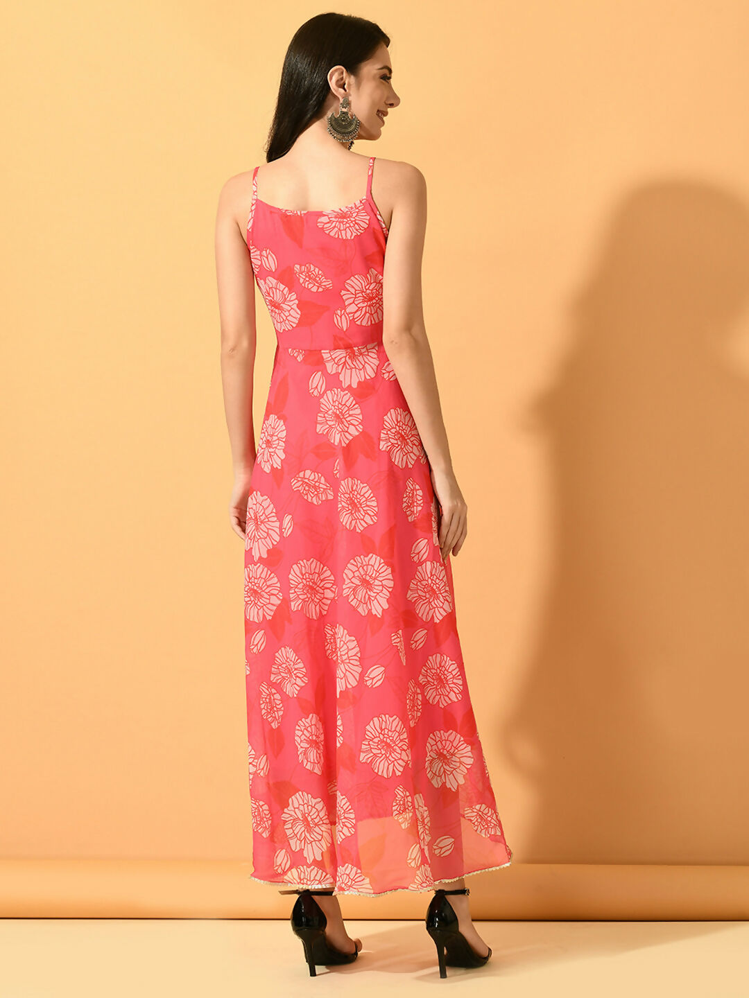 Myshka Women's Pink Fit and Flare Party Dress - Distacart