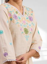 Thumbnail for Joban Fashion Cream Linen Embroidered Readymade Cord Set - Distacart
