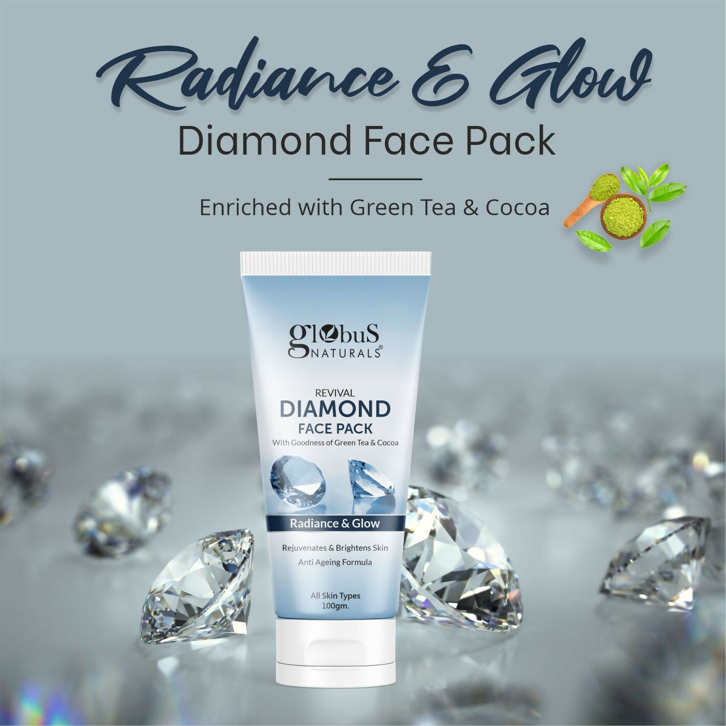 Globus Naturals Revival Diamond Face Pack, Natural & Ayurvedic Formula - Distacart