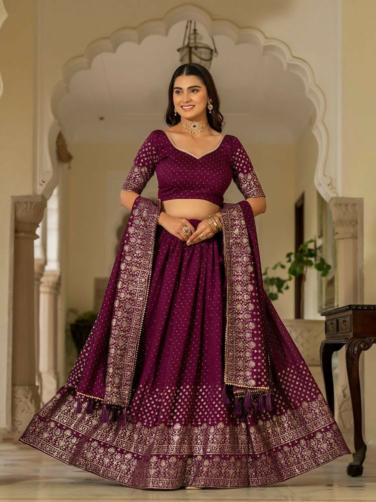 Lehenga Mart Wine Designer Wedding Wear Lehenga Choli - Dista