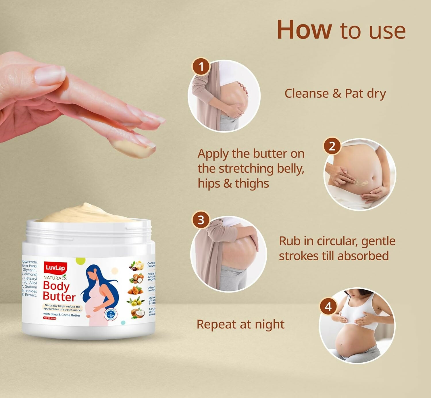 LuvLap Naturals Body Butter for Pregnant Belly - Distacart
