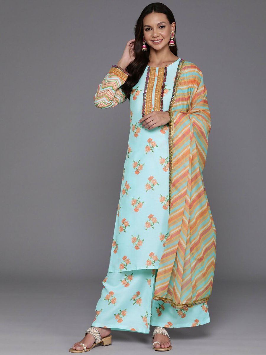 Ahalyaa Women's Traditional wear Kurta Set - Blue - Distacart