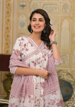 Thumbnail for Partywear Designer Lavender Cotton Stitched Suit With Dupatta - Tanisha - Distacart