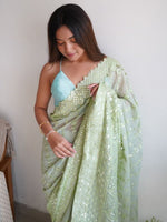 Thumbnail for Anouk Ethnic Motifs Embroidered Pure Georgette Heavy Work Saree
