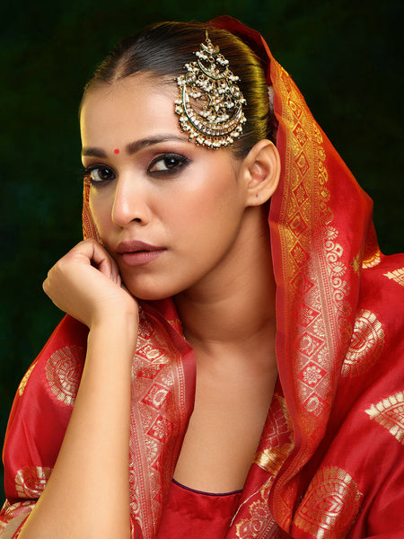 Ruby Raang 22k Gold Polished Kundan Passa