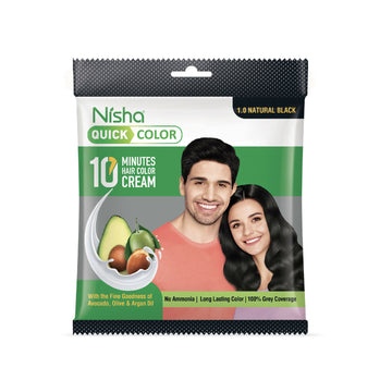 Nisha Hair Colour for Women & Men - 1.0 Natural Black - Distacart