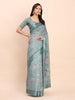 Shree Shyam Fashion Linen Cotton Sea Green Saree - Distacart