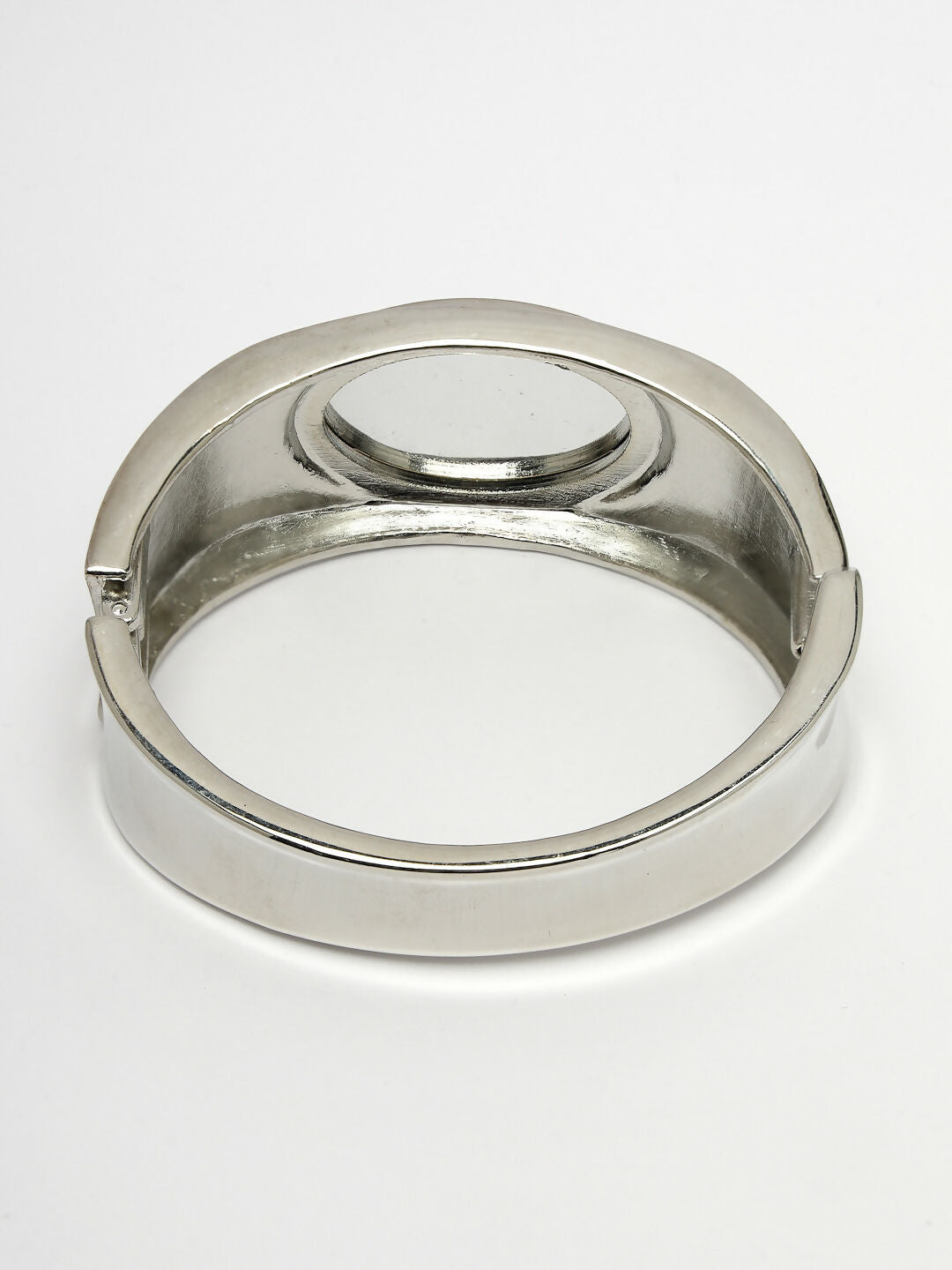 NVR Women Silver-Toned Topaz Rhodium-Plated Kada Bracelet - Distacart