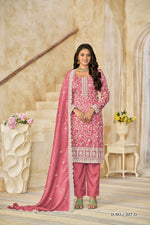 Thumbnail for Anaita Pink Organza Crush Stitched Suit with Embroidery Work - Distacart
