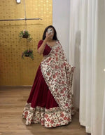 Thumbnail for Preksha Creation Indian Namarari Special Red Women Digital Print and 9 mm Sequence work Lehenga Choli - Distacart