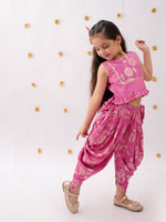 Thumbnail for Lil Drama Khilkhilahat Pink Top and Dhoti Set For Girls