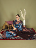 Thumbnail for Astita Lichi Silk Sky Blue Saree