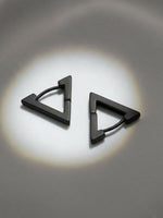 Thumbnail for NVR Men's Black Rhodium Plated Geomatric Shaped Stud Earrings - Distacart