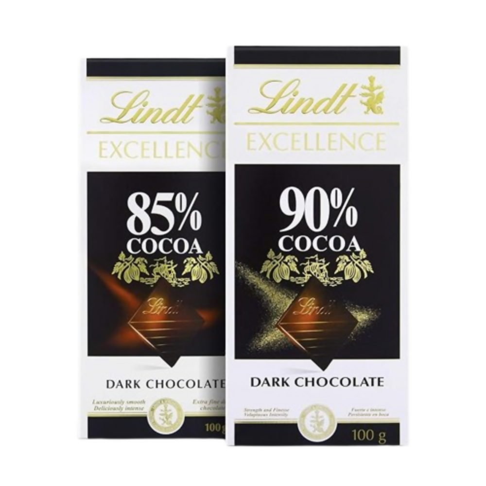 Lindt Excellence Dark 85% Cocoa Chocolate Bar and Lindt Excellence Dark 90% Cocoa Chocolate Bar - Dista
