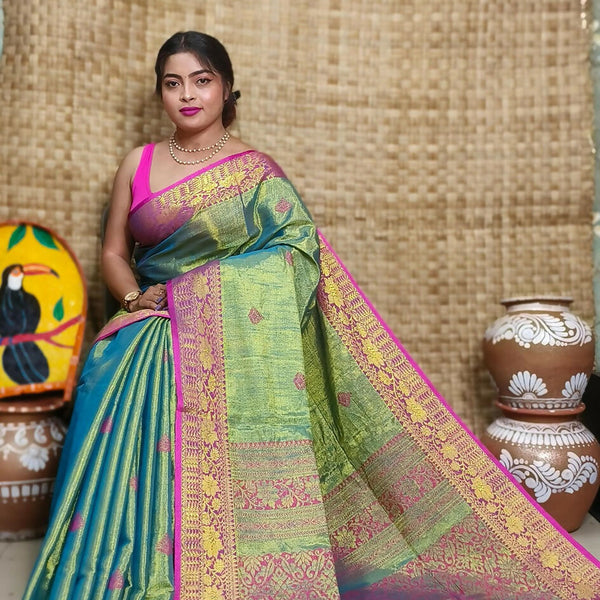 Exclusive Collection Sky Pink Beautiful Tissue Benarasi Saree