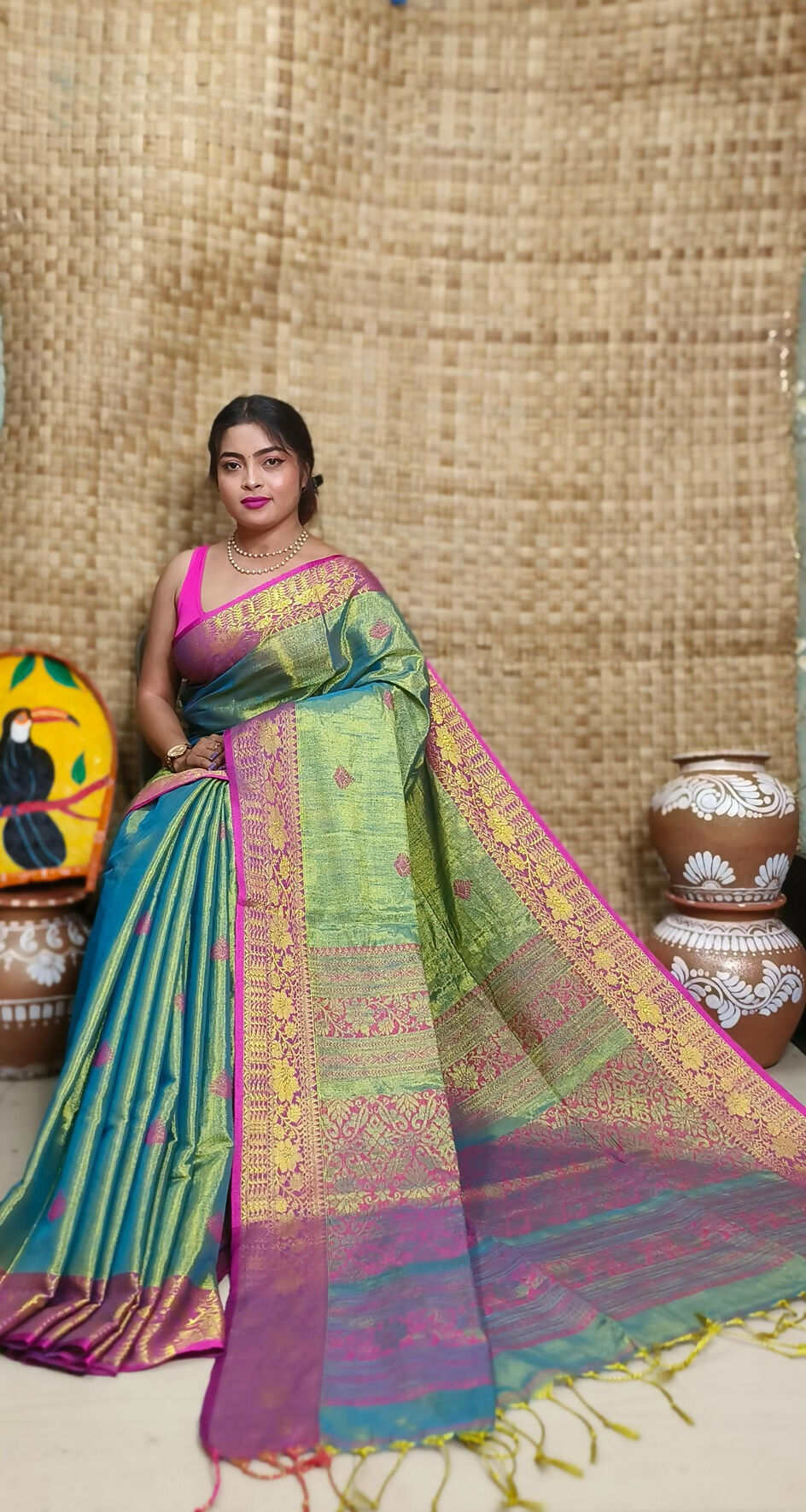 Exclusive Collection Sky Pink Beautiful Tissue Benarasi Saree - Dista
