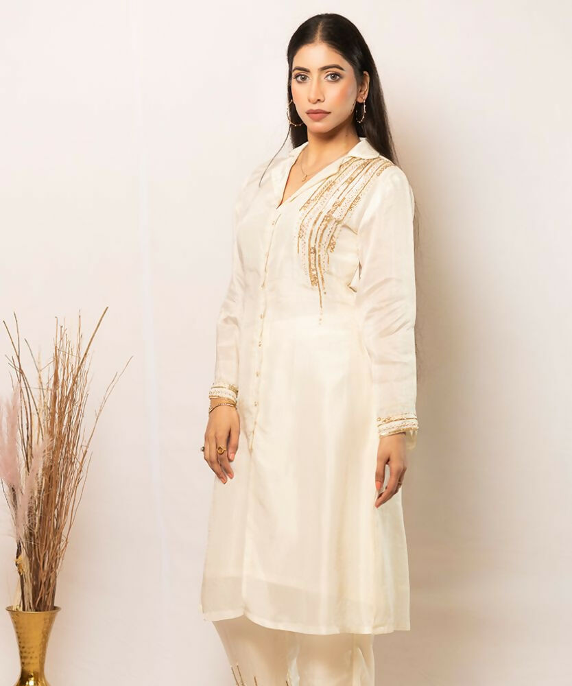 Timaraa Ivory Lumina Silk Co-Ord Set