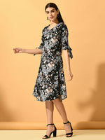 Thumbnail for Myshka Women's Black A-Line Party Dress - Distacart
