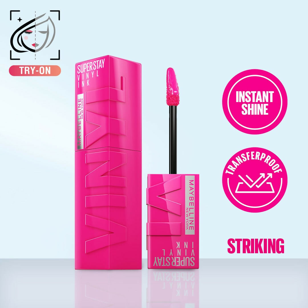 Maybelline New York Super Stay Vinyl Ink Liquid Lipstick, Instant Shine Lasts Up To 16H - Striking - Distacart