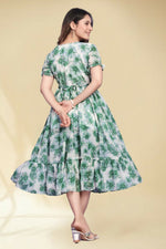 Thumbnail for Preksha Creation New Georgette Floral Print Women Green Long Gown - Distacart