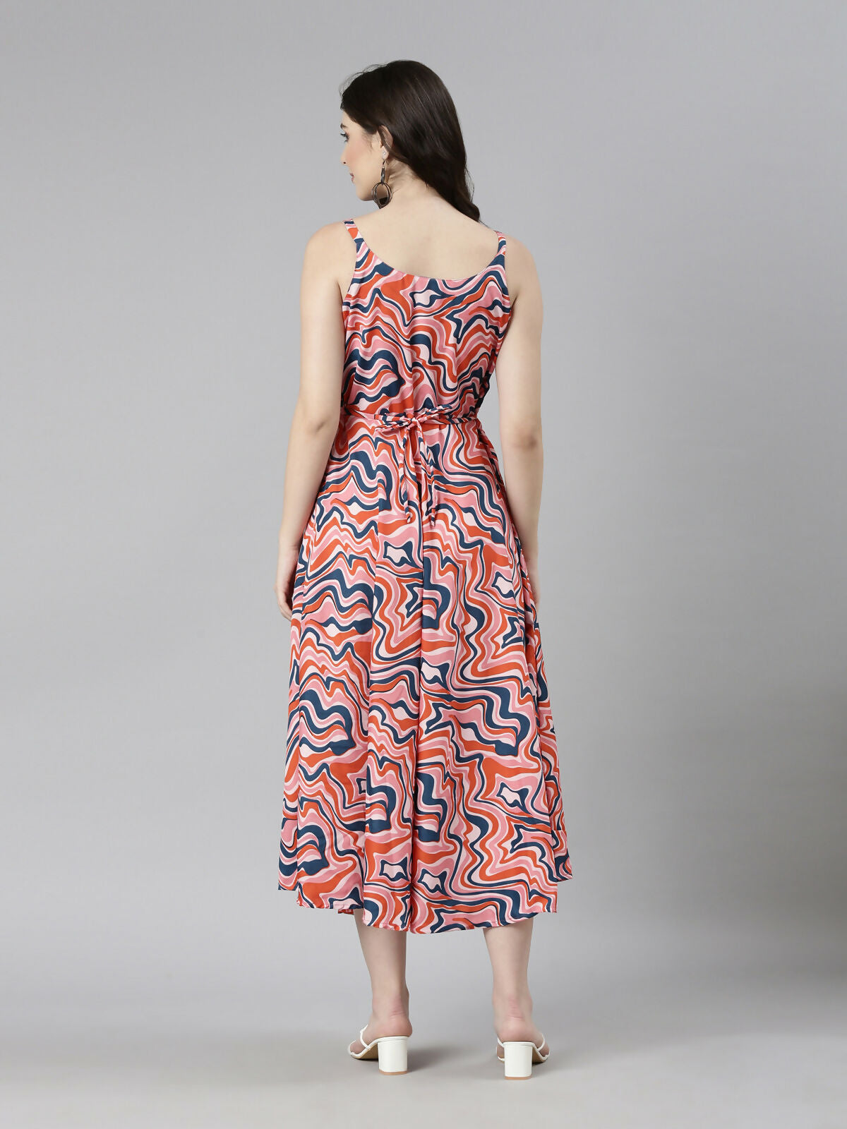 Souchii Multicolour Abstract Print Fit & Flare Midi Dress - Dista