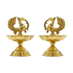 Thumbnail for CraftVatika Pure Brass Diya, Peacock Design Brass Diya