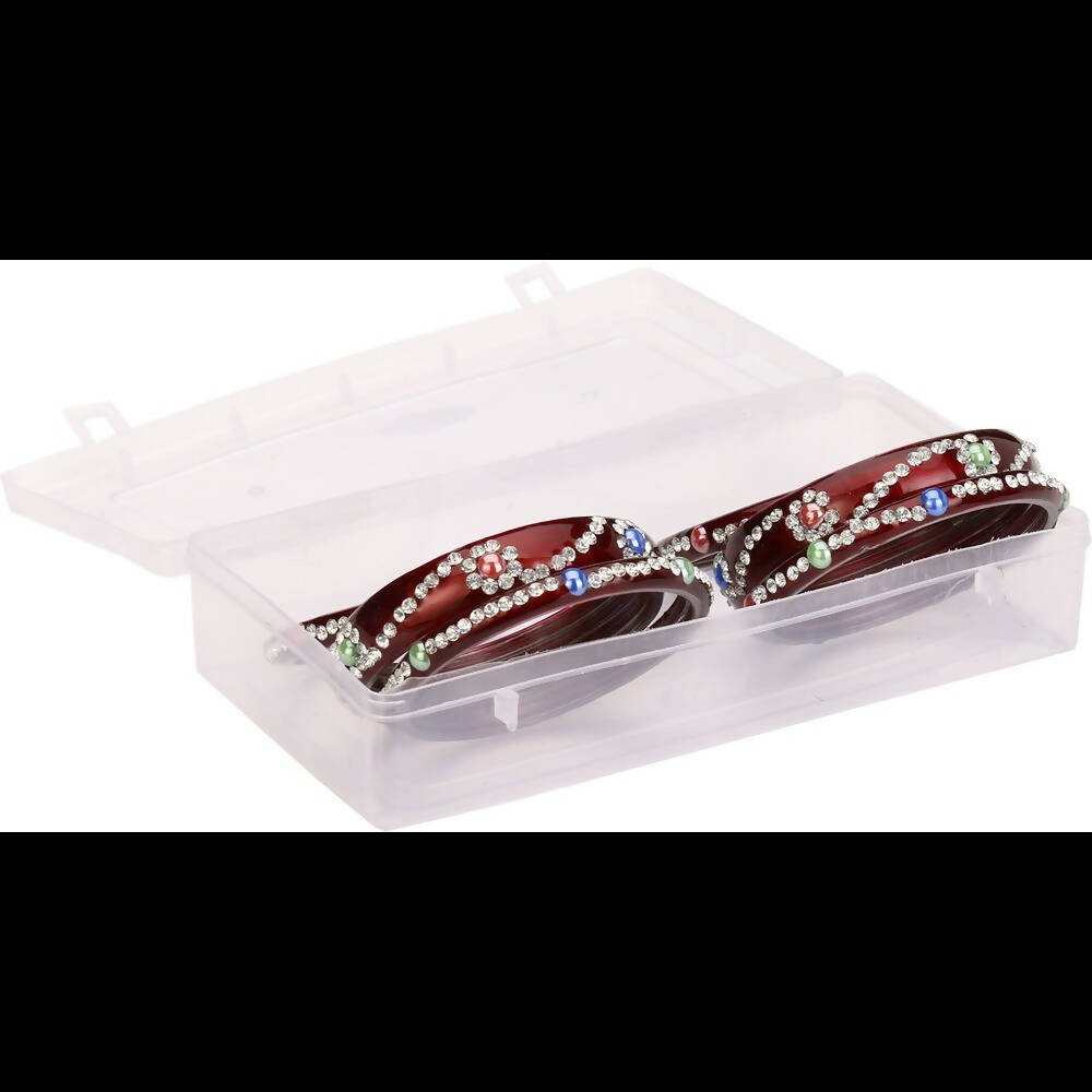 Afast Bridal Wedding & Party Fashionable Colorful Glass Bangle/Kada Set, Pack Of 12 - Maroon, Pink - Distacart