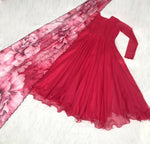 Thumbnail for Aastha Fashion Women's Rani Pink Tebby Silk Anarkali Dress with Dupatta - Distacart