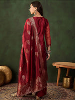 Thumbnail for Sangria Woven Design Kurta & Palazzo With Dupatta
