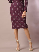 Thumbnail for Myshka Women's Magenta Printed Round Neck Party Top With Skirt Co-ord set - Distacart