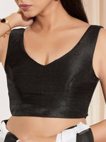 Thumbnail for Joban Fashion Black Mulberry Silk Padded Blouse With Round Neck Sleeveless