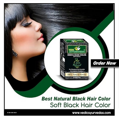 VedicAyurveda Natural Henna hair color Soft Black - Dista