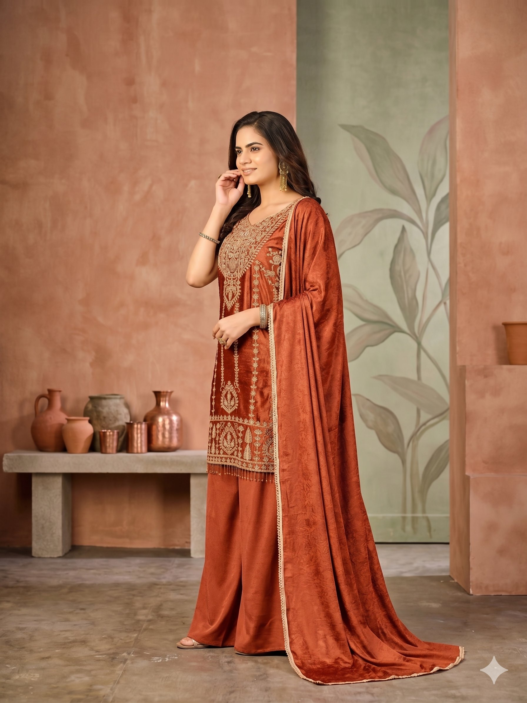 Teeya Creation Womens New Trendy Stylish Heavy Embroiedery With Beads Work Kurta Set - Dista