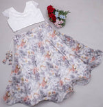 Thumbnail for Preksha Creation Indian Festive Georgette Digital Print Women Lehenga Choli And Crop Top - White - Distacart