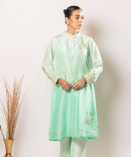 Timaraa Mint Whisper – Aari Zardosi Silk Co-Ord Set - Dista