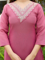 Thumbnail for The52 Gajri Women's Beautiful Embroidered Rayon Fabric with Straight Kurta, Pant and Dupatta Set - Distacart