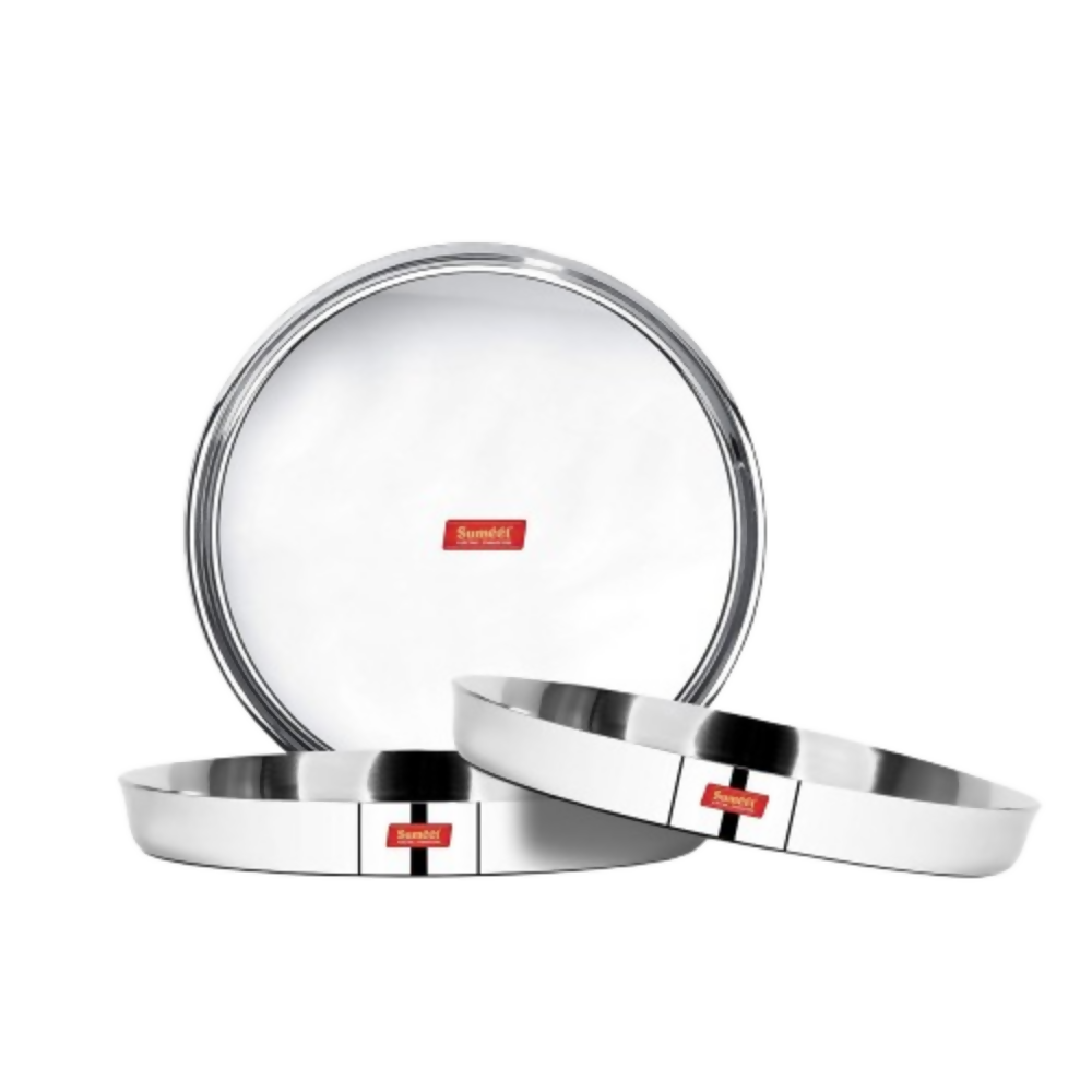 Sumeet 22 Gauge Stainless Steel Traditional Dinner Plate - Set of 3 - Dista
