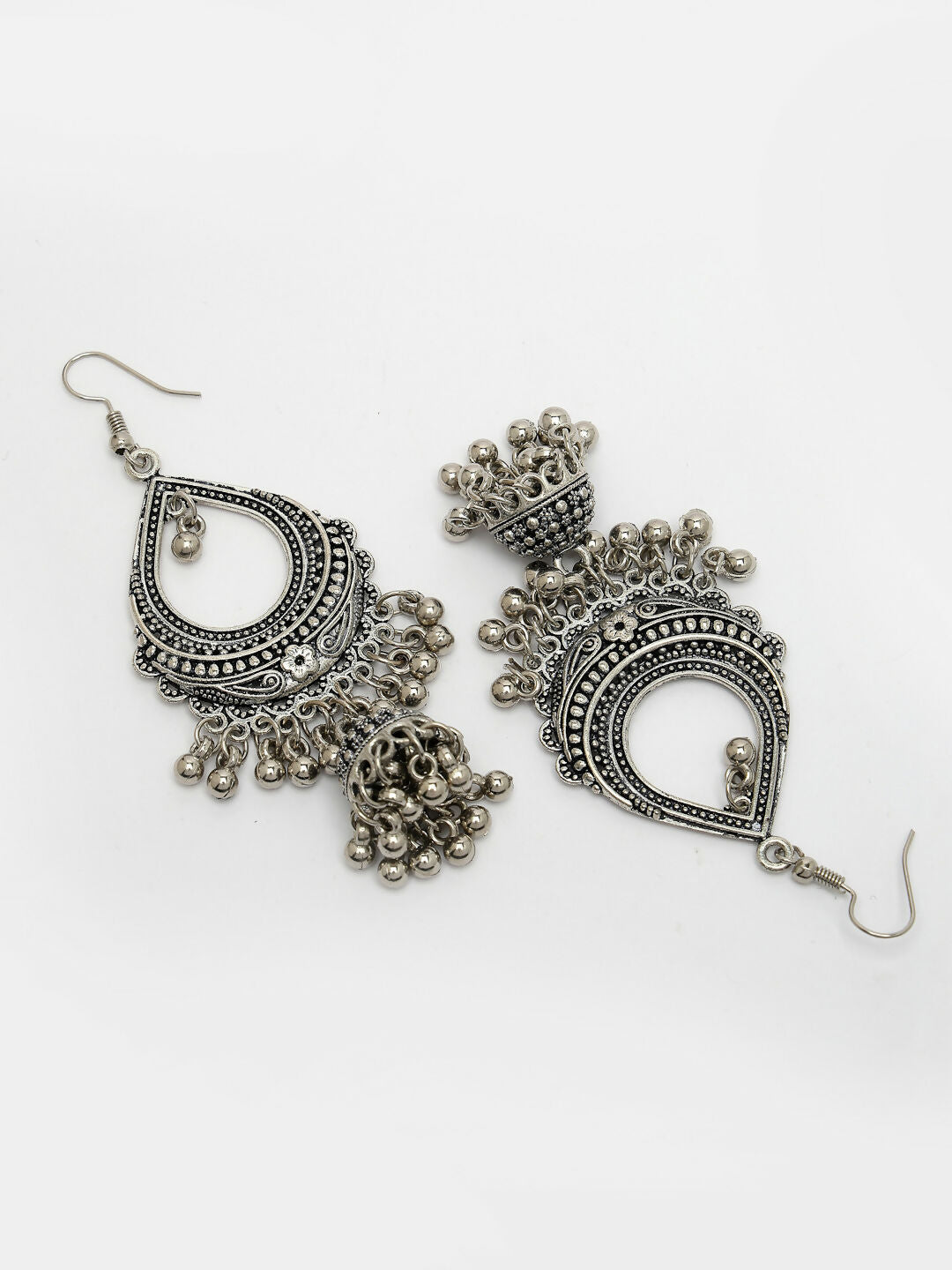 NVR Women's Silver-Plated German Silver Oxidized Jhumka Earrings - Distacart