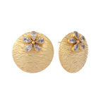 Thumbnail for Nuyug 22K Gold-Plated Floral Motif Stud Earrings