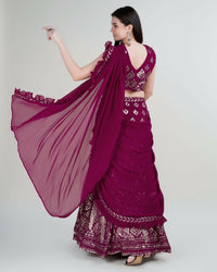 Thumbnail for Pink Georgette Sequence Embroidered Lehenga Choli with Dupatta - Tanya - Distacart