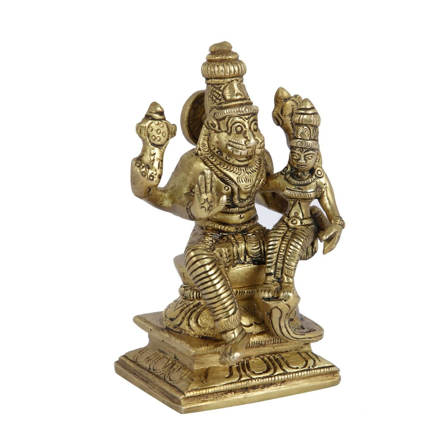Craftvatika Lakshmi Narasimha Murti Brass Vishnu Laxmi Narayan Idol Statue - Distacart
