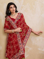 Thumbnail for Teeya Creation Womens Stylish Simply Wedding Wear Georgette Saree-Orange - Dista