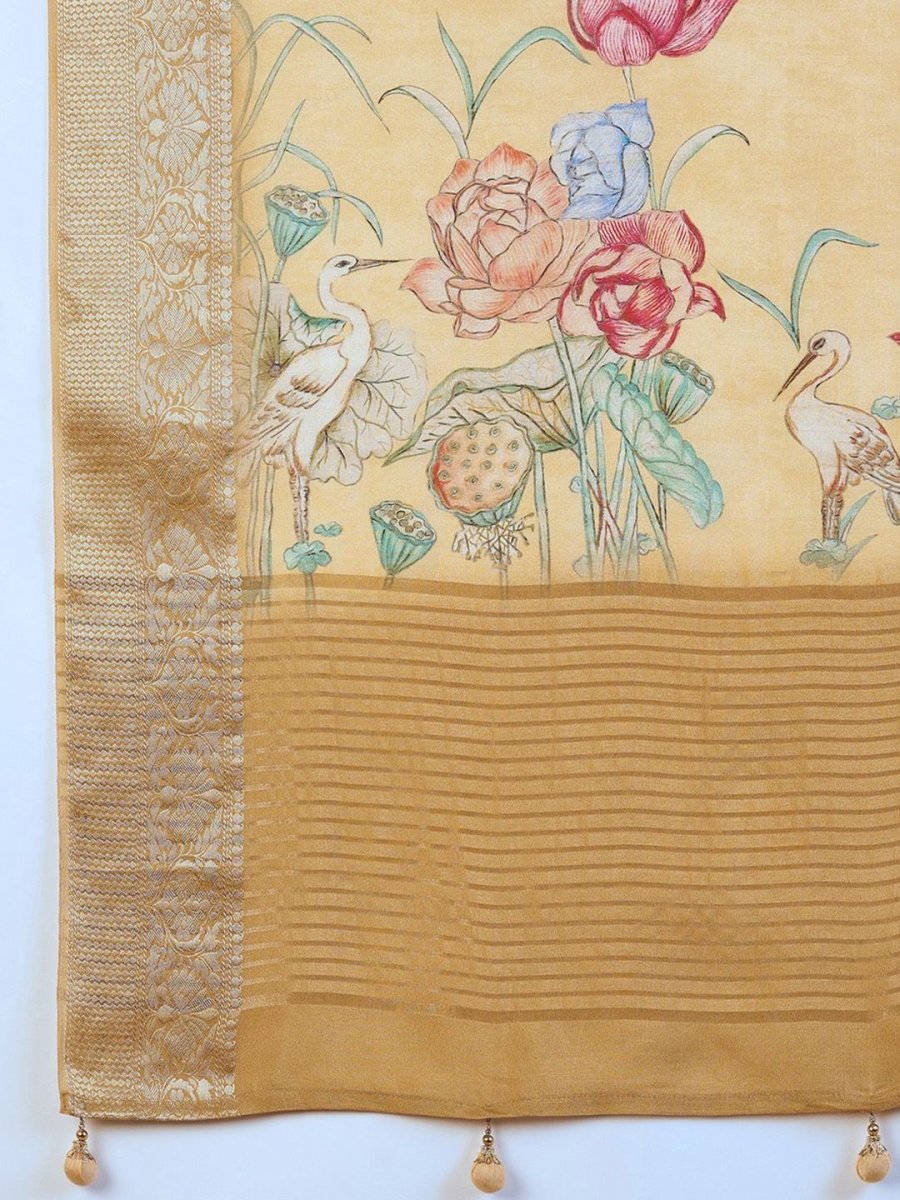 Anouk Floral Zari Silk Blend Sungudi Saree