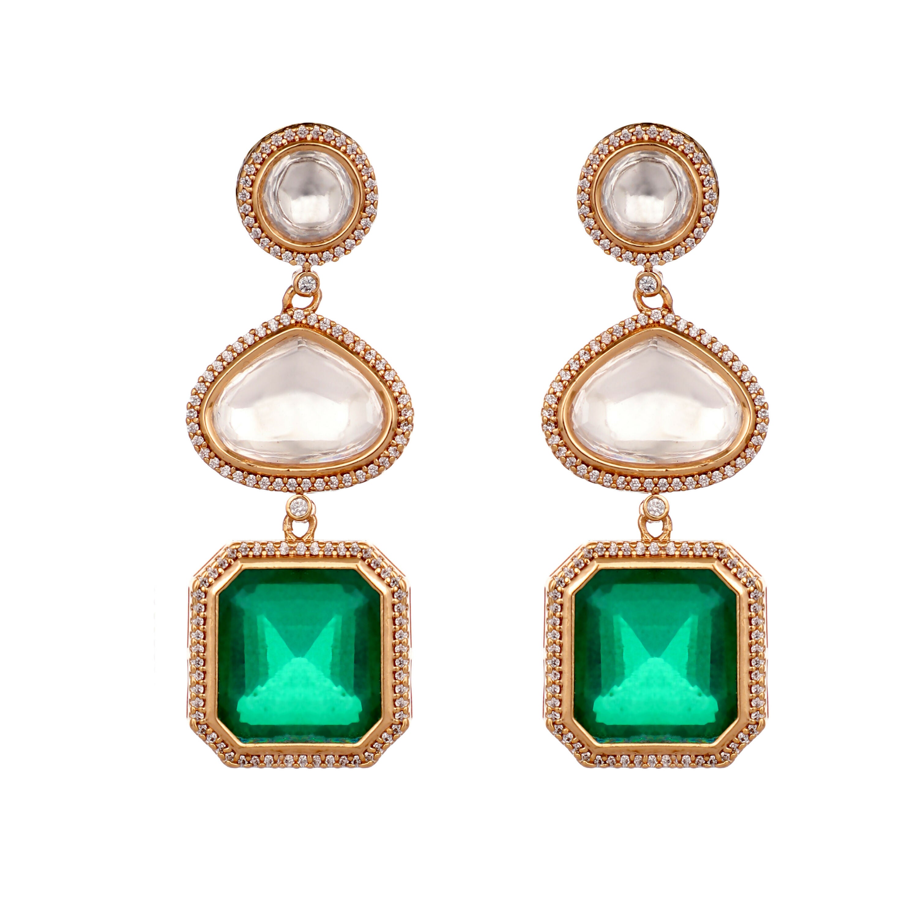 Nuyug Emerald Drop Anti Tarnish Sparkle Earrings