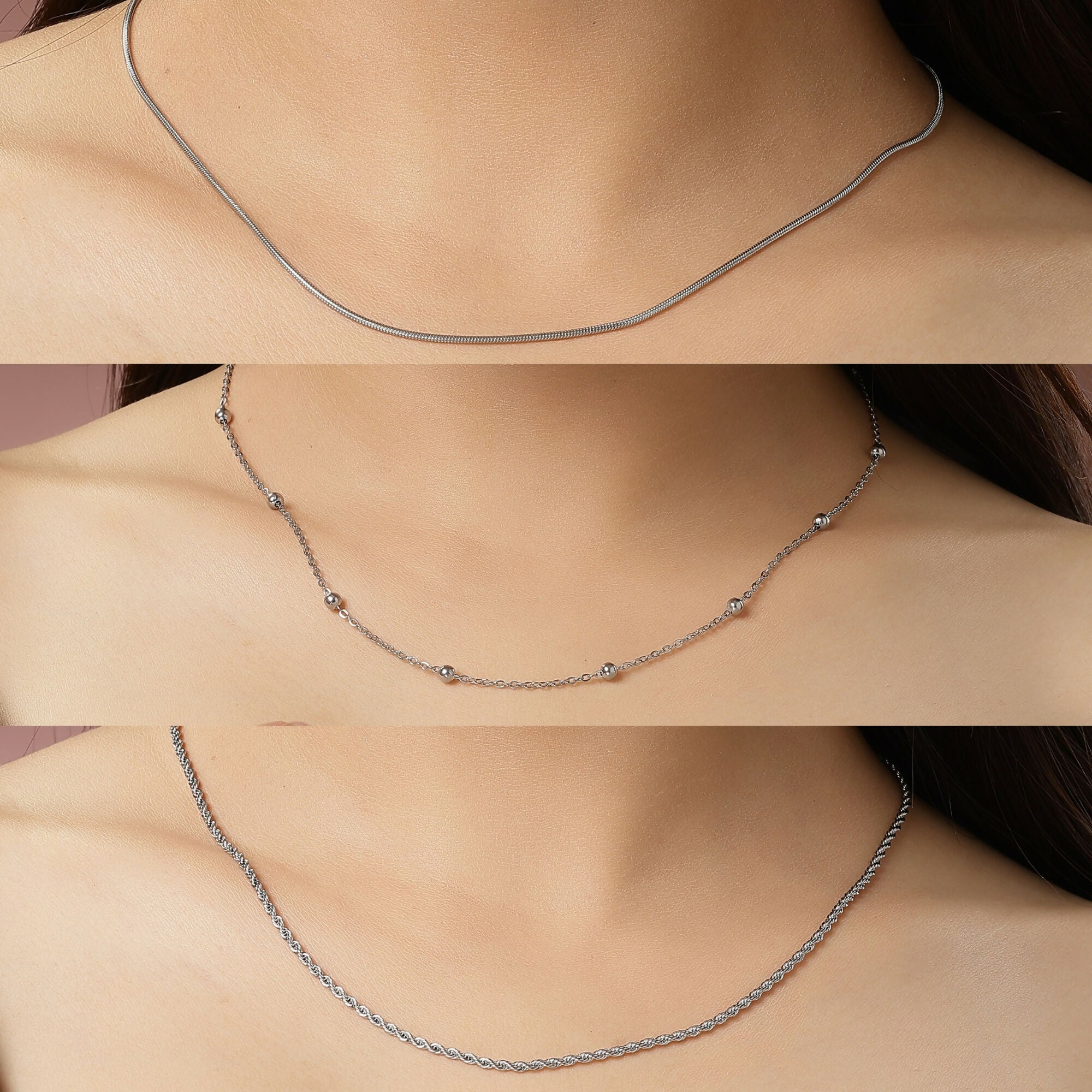 NVR Women's Set of 3 Silver-Toned German Silver Oxidised Chain - Distacart