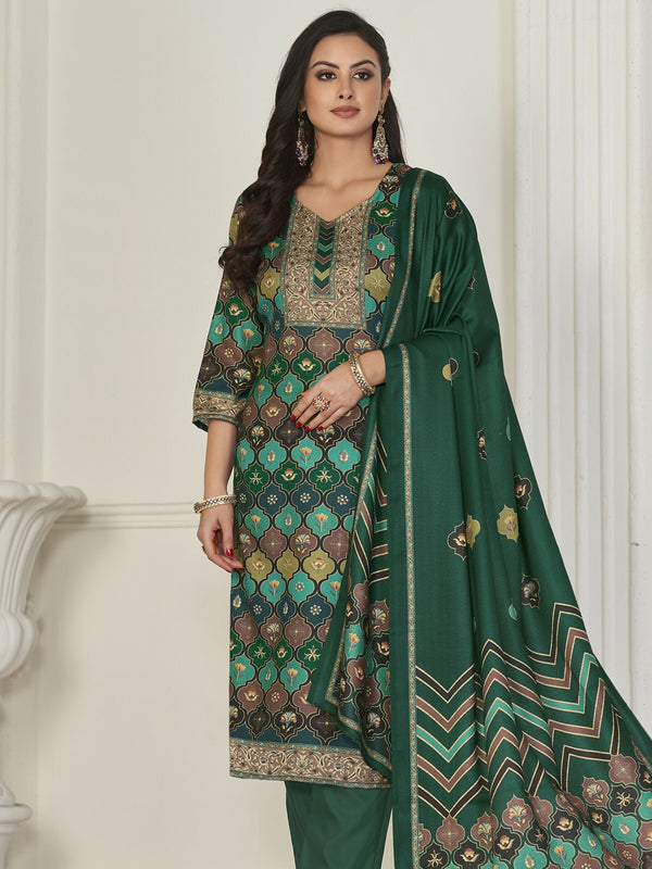 Jyoti Fashion Women's Multicolor Pashmina Digital Printed Kurta with Trouser & Dupatta - Distacart