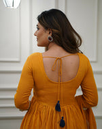 Thumbnail for The52 Orange Women's Gorgeous Viscose Fabric Embroidered Work Flared Kurta Pant and Dupatta Set - Distacart
