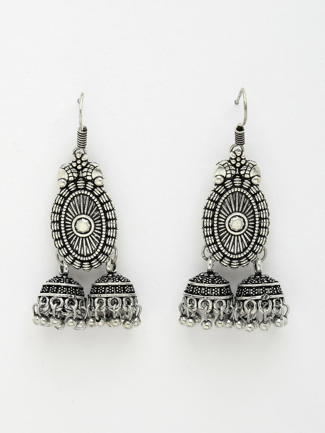NVR Women's Silver-Plated Choke Oxidized Necklace with Jhumka Earrings - Distacart